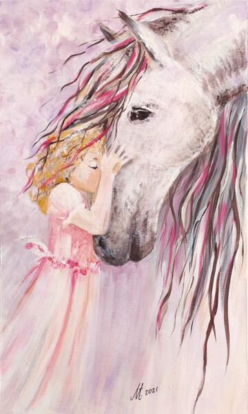 Malarstwo zatytułowany „love of horses” autorstwa Tatyana Mustafina (MUSTA), Oryginalna praca, Akryl