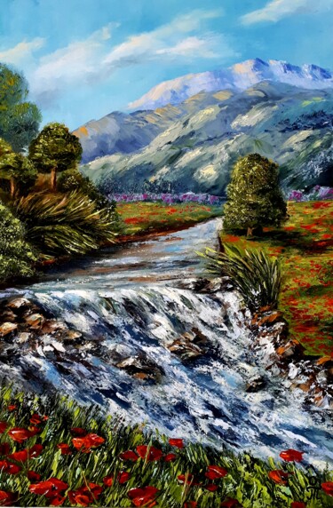 "Mountain landscape" başlıklı Tablo Tatyana Orlovetskaya tarafından, Orijinal sanat, Petrol Ahşap Sedye çerçevesi üzerine mo…