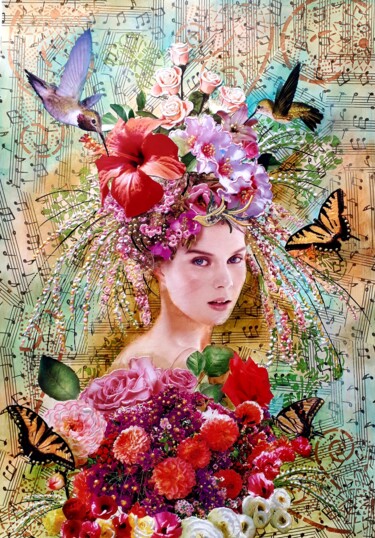 拼贴 标题为“Melody of Spring” 由Tatyana Orlovetskaya, 原创艺术品, 拼贴