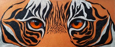 Painting titled "Year of the Tiger" by Tatyana Orlovetskaya, Original Artwork, Acrylic Mounted on Wood Stretcher frame