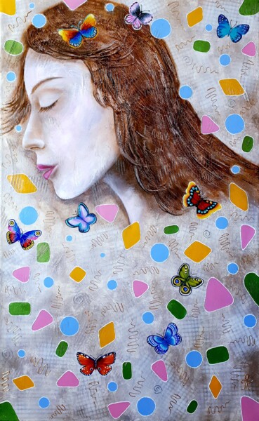 Painting titled "Colored dreams" by Tatyana Orlovetskaya, Original Artwork, Acrylic Mounted on Wood Stretcher frame