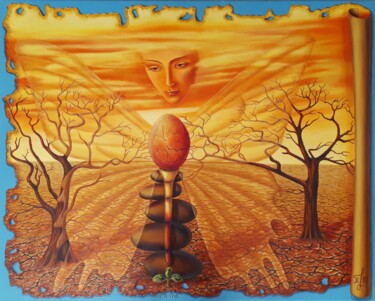 Painting titled "Awakening" by Tatyana Orlovetskaya, Original Artwork, Oil Mounted on Wood Stretcher frame