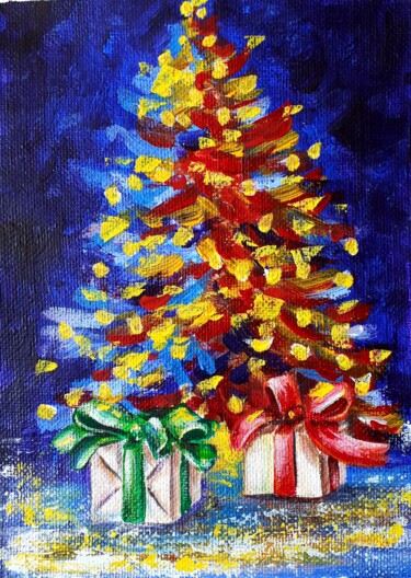 Malerei mit dem Titel "Christmas tree" von Tatyana Orlovetskaya, Original-Kunstwerk, Acryl