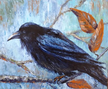 Schilderij getiteld "Crow" door Tatyana Orlovetskaya, Origineel Kunstwerk, Olie Gemonteerd op Karton