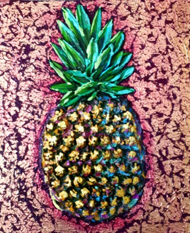 Painting titled "A pineapple" by Tatyana Orlovetskaya, Original Artwork, Acrylic Mounted on Cardboard