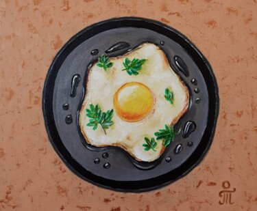 Pittura intitolato "Fried eggs" da Tatyana Orlovetskaya, Opera d'arte originale, Olio Montato su Cartone