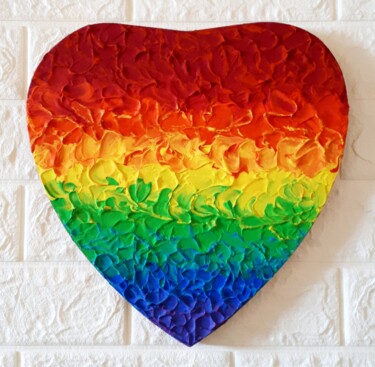 Pintura titulada "Rainbow heart" por Tatyana Orlovetskaya, Obra de arte original, Acrílico Montado en Bastidor de camilla de…