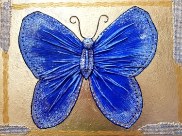 Collagen mit dem Titel "Papillon" von Tatyana Orlovetskaya, Original-Kunstwerk, Collagen Auf Keilrahmen aus Holz montiert