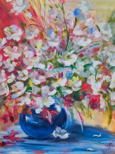 Schilderij getiteld "Garden Flowers" door Tatyana Pertsel, Origineel Kunstwerk, Olie