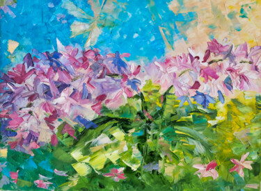 Картина под названием "Flowers" - Tatyana Pertsel, Подлинное произведение искусства, Масло