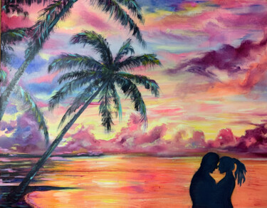 Painting titled "Romance" by Tatyana Pertsel, Original Artwork, Oil Mounted on Wood Stretcher frame