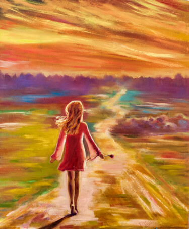 Painting titled "I'm Going To The Li…" by Tatyana Pertsel, Original Artwork, Oil Mounted on Wood Stretcher frame