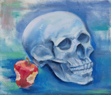 Painting titled "Rejuvenating Apple" by Tatyana Pertsel, Original Artwork, Oil Mounted on Wood Stretcher frame