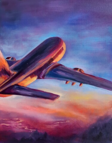 Malarstwo zatytułowany „Fly High” autorstwa Tatyana Pertsel, Oryginalna praca, Olej Zamontowany na Karton