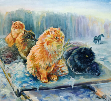 Painting titled "Grandees" by Tatyana Pertsel, Original Artwork, Oil Mounted on Wood Stretcher frame