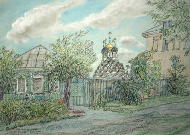 Pintura intitulada "Kolomna. Old Temple." por Tatyana Petrova-Latysheva, Obras de arte originais, Pastel