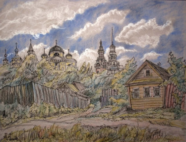 Painting titled "View of the Boriso-…" by Tatyana Petrova-Latysheva, Original Artwork, Pastel