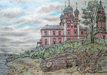 Ζωγραφική με τίτλο "Church Of Our Lady…" από Tatyana Petrova-Latysheva, Αυθεντικά έργα τέχνης, Ακουαρέλα