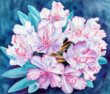 Картина под названием "bouquet of rhododen…" - Tatyana Pustovit, Подлинное произведение искусства, Акварель
