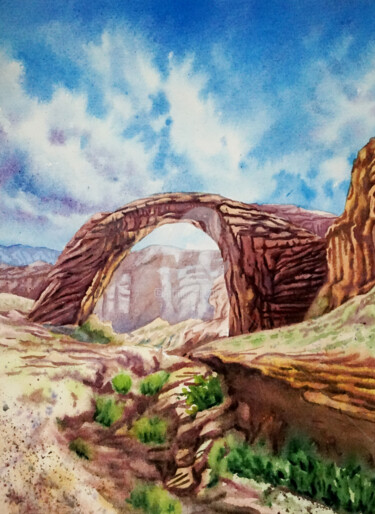 Картина под названием "Utah Rainbow Bridge…" - Tatyana Pustovit, Подлинное произведение искусства, Акварель