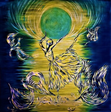 绘画 标题为“Swan lake” 由Tatyana Shvartsakh, 原创艺术品, 丙烯 安装在木板上