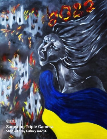 Pintura intitulada "UKRAINE-SCREAM OF W…" por Tatyana Shvartsakh, Obras de arte originais, Acrílico