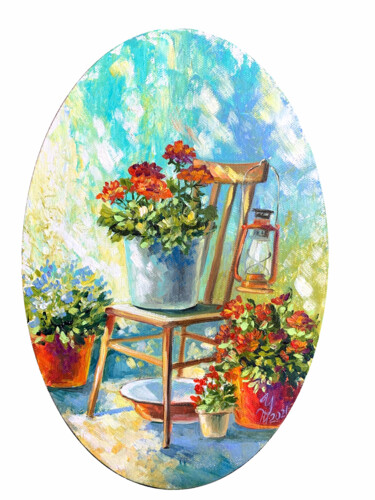 Malerei mit dem Titel "Garden Flower Oil p…" von Tatyana Ustyantseva, Original-Kunstwerk, Öl