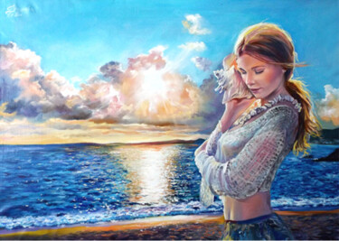 Painting titled "Sounds of the sea…" by Tatyana Ustyantseva, Original Artwork, Oil