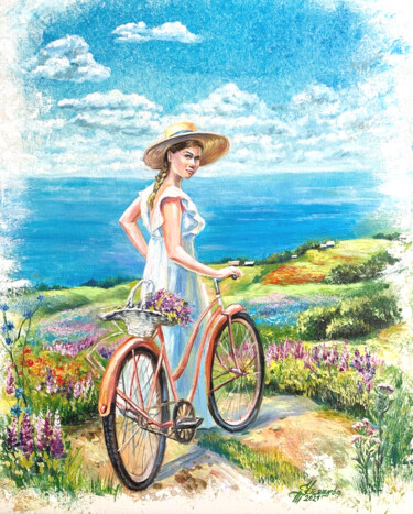 Painting titled ""Summer expanse" Oi…" by Tatyana Ustyantseva, Original Artwork, Oil