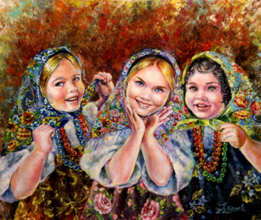 Schilderij getiteld "Matryoshka_russian…" door Tatyana Ustyantseva, Origineel Kunstwerk, Olie