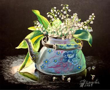 Painting titled "Fleurs lys de la va…" by Tatyana Ustyantseva, Original Artwork, Pastel