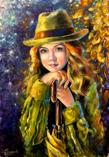 Картина под названием "Portrait de Fille P…" - Tatyana Ustyantseva, Подлинное произведение искусства, Масло