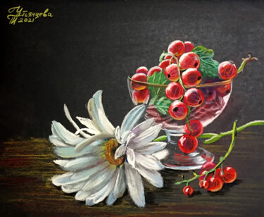 Malarstwo zatytułowany „Daisies painting” autorstwa Tatyana Ustyantseva, Oryginalna praca, Pastel