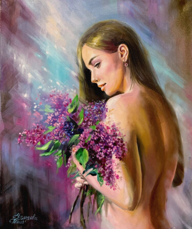 Schilderij getiteld "Woman oil painting" door Tatyana Ustyantseva, Origineel Kunstwerk, Olie