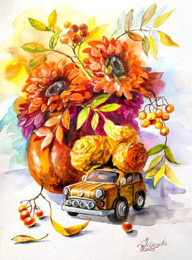 Peinture intitulée "Autumn original wat…" par Tatyana Ustyantseva, Œuvre d'art originale, Aquarelle