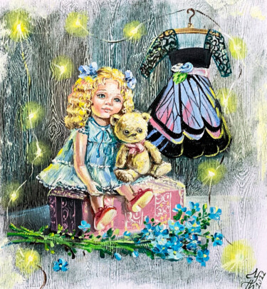 Schilderij getiteld "Doll Original Oil p…" door Tatyana Ustyantseva, Origineel Kunstwerk, Olie