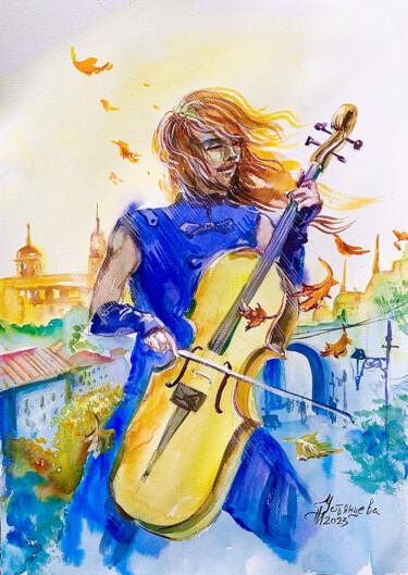 Pittura intitolato "Music of the autumn…" da Tatyana Ustyantseva, Opera d'arte originale, Acquarello