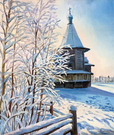 Ζωγραφική με τίτλο "Winter landscape. C…" από Tatyana Ustyantseva, Αυθεντικά έργα τέχνης, Λάδι