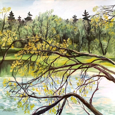 Pittura intitolato "Green Coast" da Tatyana Ustyantseva, Opera d'arte originale, Olio