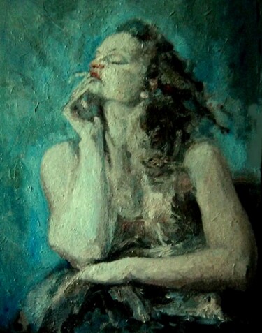 Картина под названием "Курильщица 2" - Tatyana Zakharova, Подлинное произведение искусства, Масло
