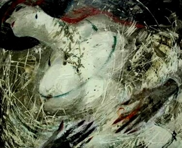 Schilderij getiteld "Леди "Ночь"" door Tatyana Zakharova, Origineel Kunstwerk, Glazuur