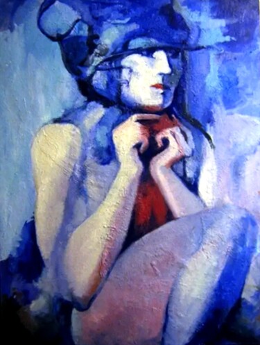Картина под названием "Девушка с мешком на…" - Tatyana Zakharova, Подлинное произведение искусства, Масло