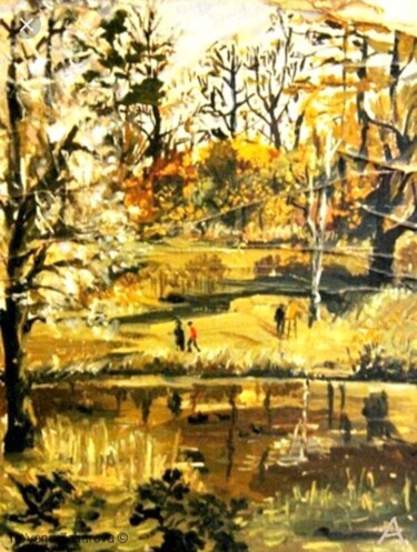 Peinture intitulée "Осенний парк 1977г." par Tatyana Zakharova, Œuvre d'art originale, Huile