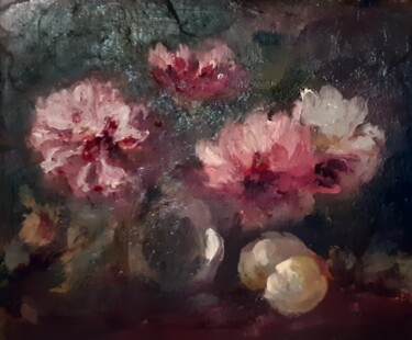 Картина под названием "Астры и абрикосы" - Tatyana Zakharova, Подлинное произведение искусства, Масло