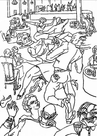Drawing titled "Танцы в Грибоедове" by Tatyana Zakharova, Original Artwork, Ink