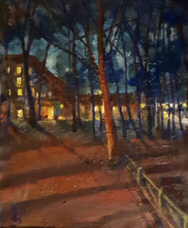 Картина под названием "Вечер. Двор на Моск…" - Tatyana Zakharova, Подлинное произведение искусства, Масло