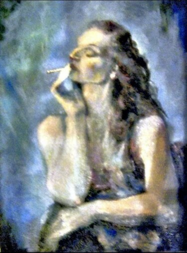 Картина под названием "Курильщица( вариант)" - Tatyana Zakharova, Подлинное произведение искусства, Масло