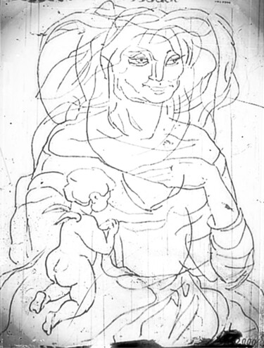 Disegno intitolato "Венера и Амур 2000г." da Tatyana Zakharova, Opera d'arte originale, Inchiostro