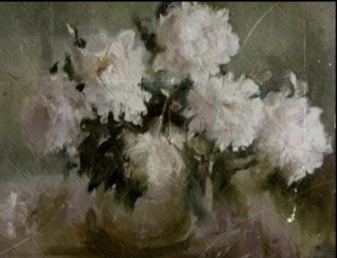 Картина под названием "Белые пионы" - Tatyana Zakharova, Подлинное произведение искусства, Масло