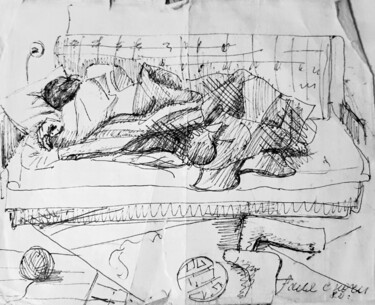 Рисунок под названием "Крепкий сон" - Tatyana Zakharova, Подлинное произведение искусства, Чернила